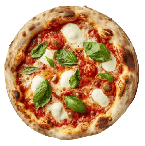 Verse Margherita pizza met basilicum en mozzarella.